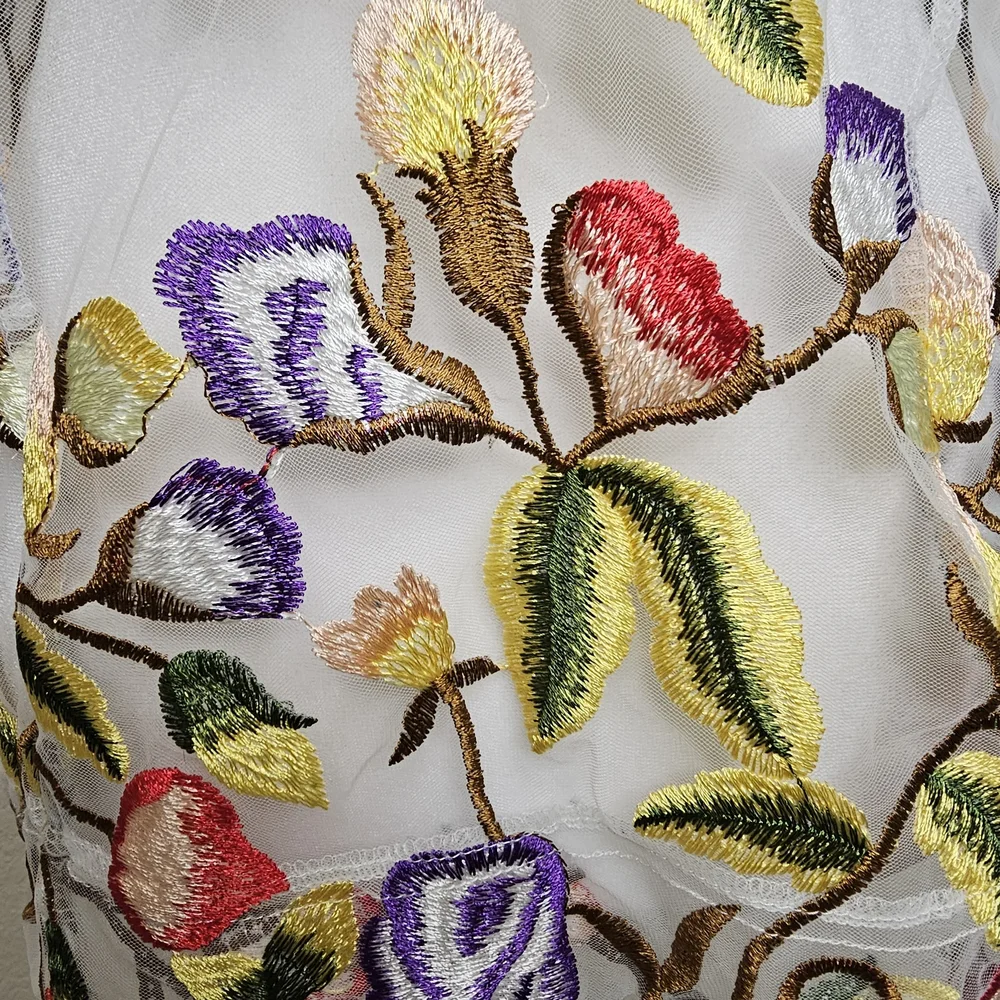 Adore Floral Embroidered Sheer Denim Vest - Picture 8 of 16